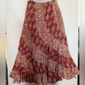 Fabindia Tiered Maxi Skirt Large Paisley Multicolor Womens Bohemian Cotton